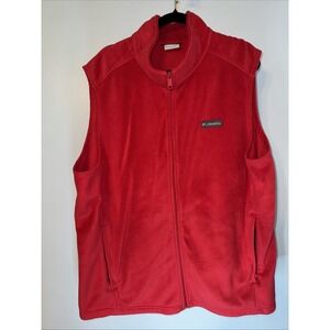 Columbia Sportswear Fleece Full Zip Vest Red Men's Size 2XLT